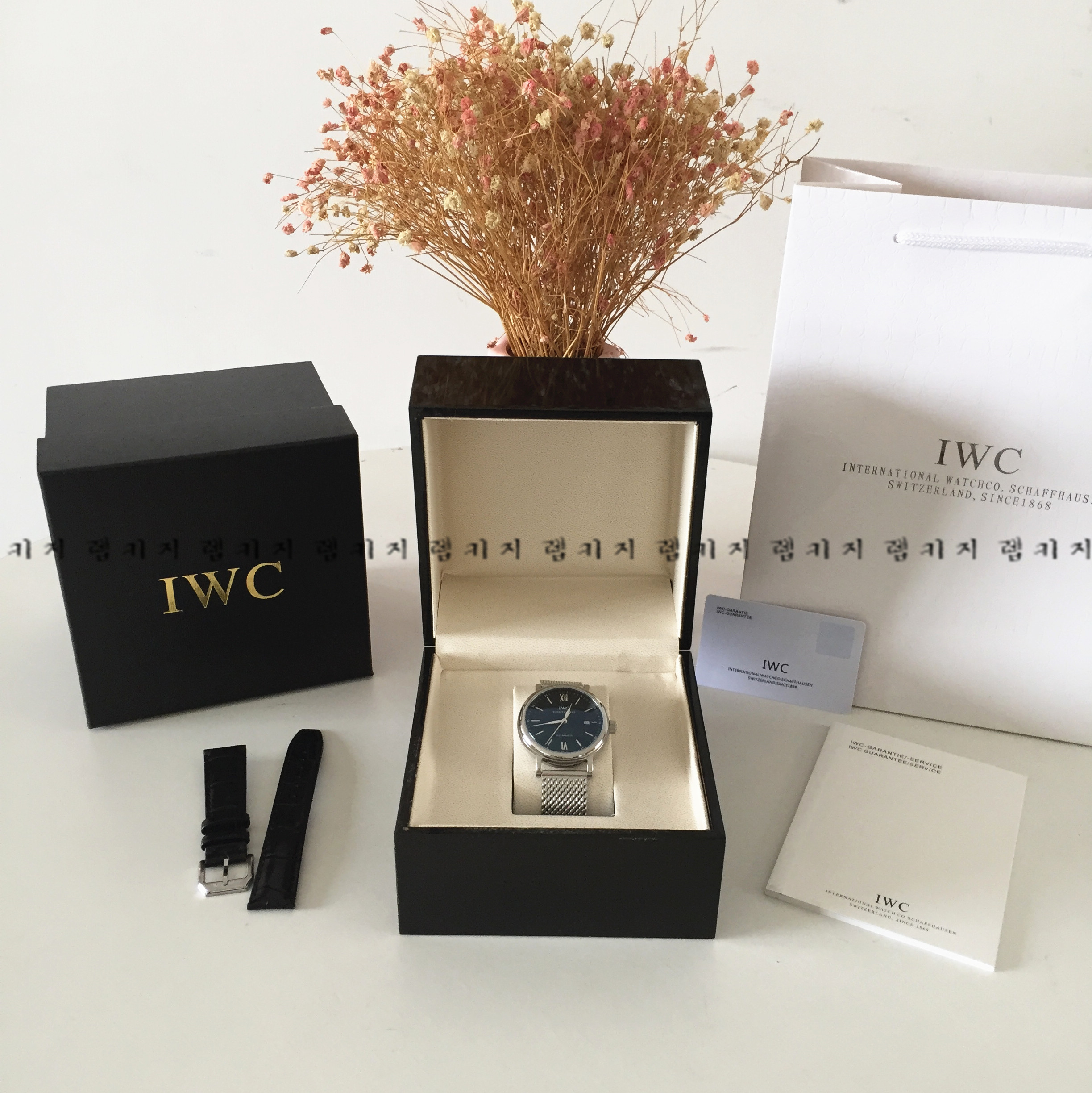IWC 포르토피노 블랙다이얼 메쉬 메탈시계